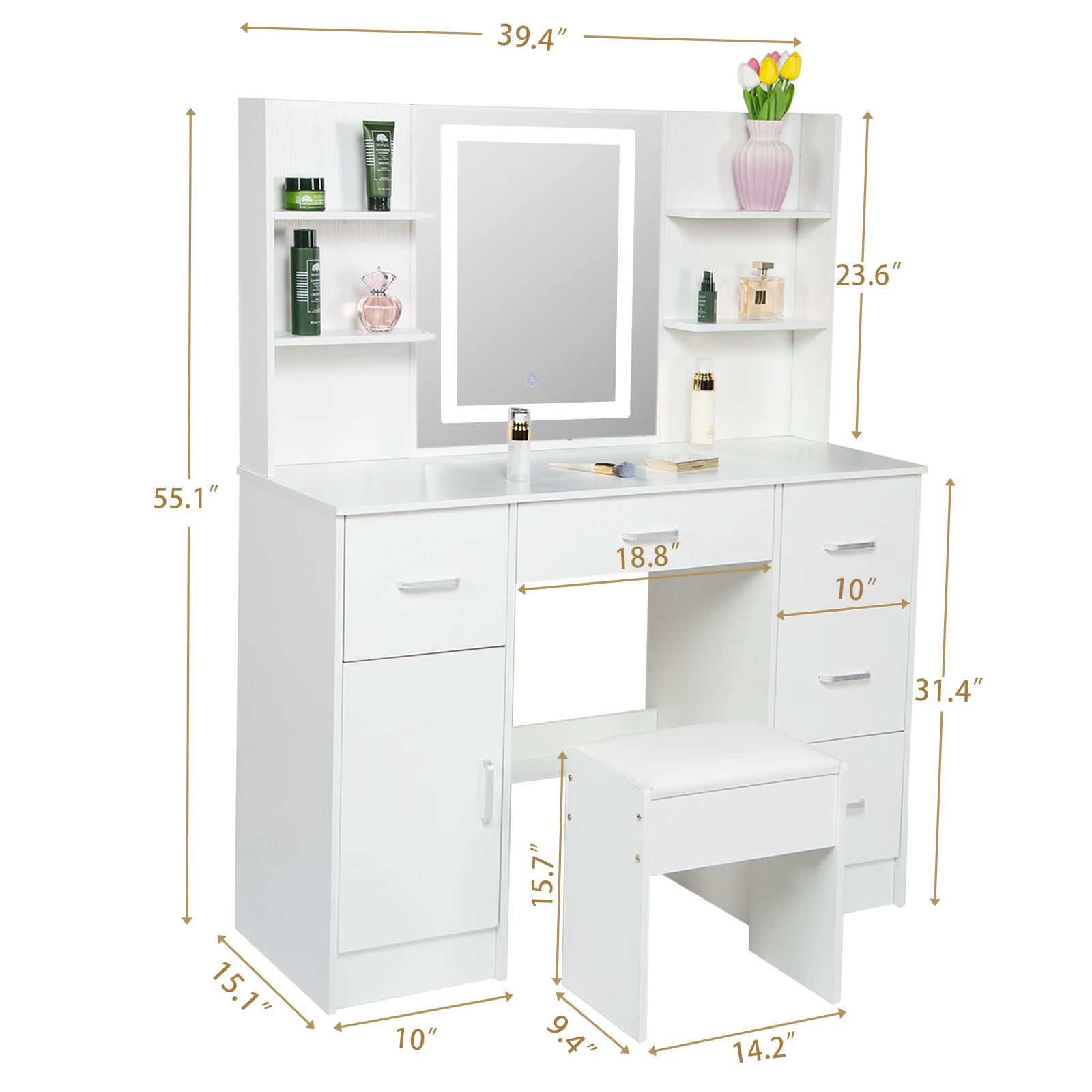 LED-verlichte kaptafelset, mak - Beauty Makeup Vanity Set recensie en prijs